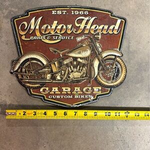 Motorcycle rustic metal wall sign mancave garage